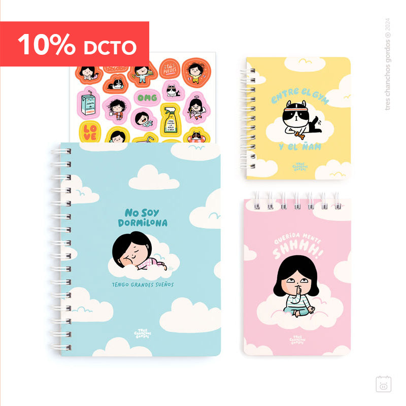 Pack A5 | Cuaderno + libreta A6 + pocket | Dormilona