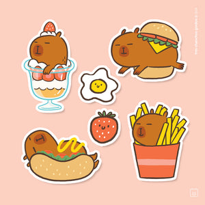 Pack de Stickers de Vinil | 6 stickers | Capy food